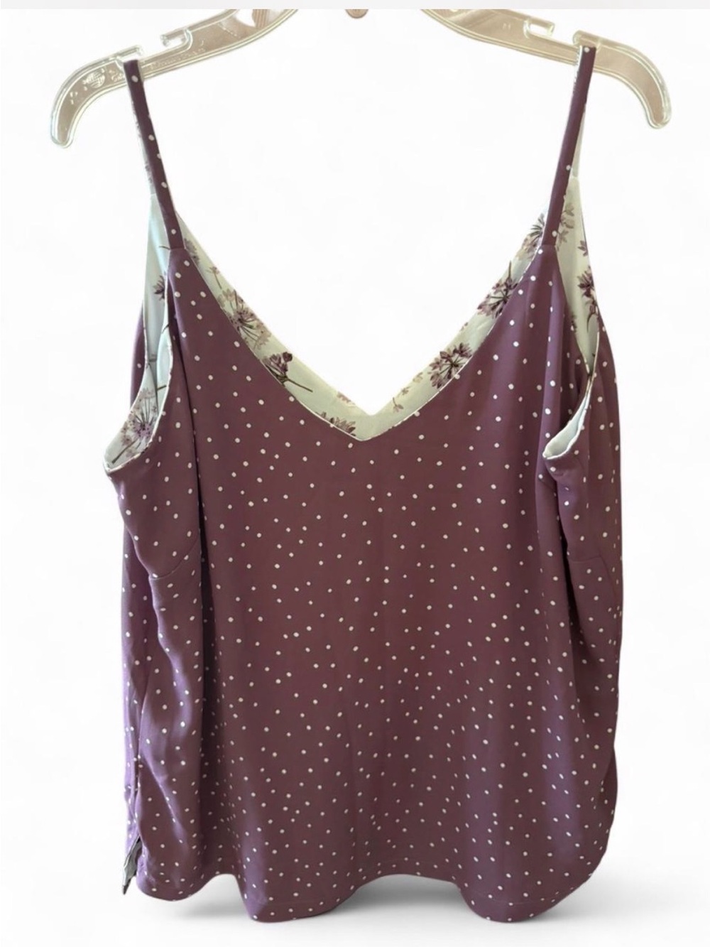Reversible V-Neck Polka Dot Cami in Mauve